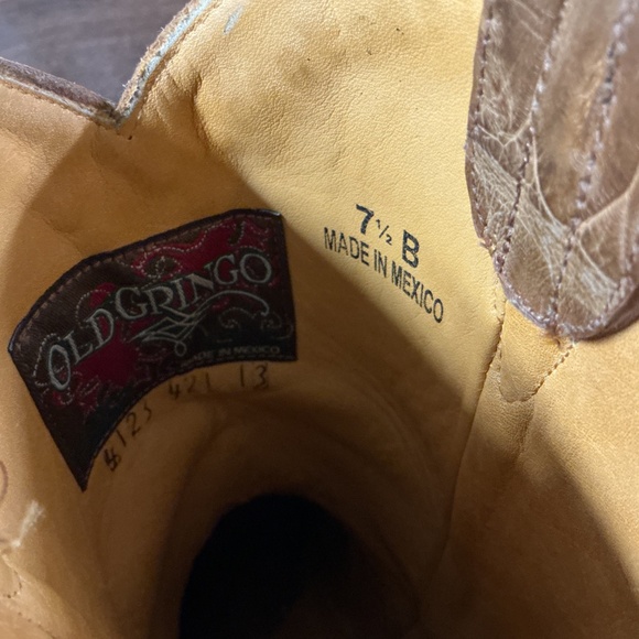 Old Gringo Women Brown Leather Animal Print Croc Studded Cowgirl Boot 7.5 - Picture 12 of 12